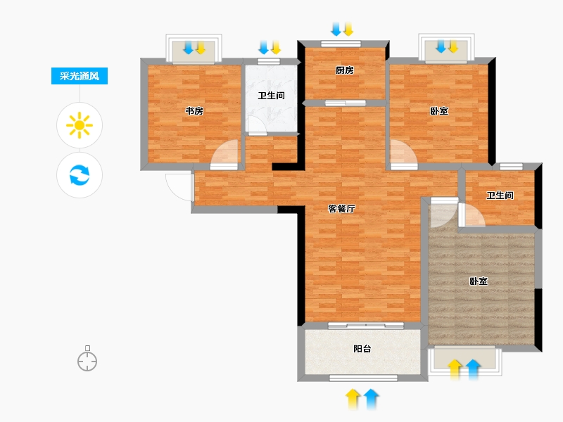 河南省-信阳市-东方今典·中央城-101.99-户型库-采光通风