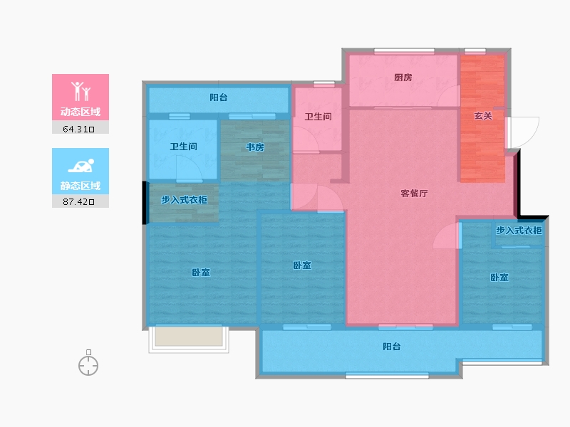 湖北省-武汉市-联投花山郡别墅-137.92-户型库-动静分区