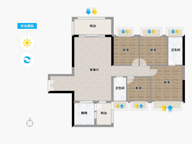 广东省-湛江市-地标海东广场-106.25-户型库-采光通风