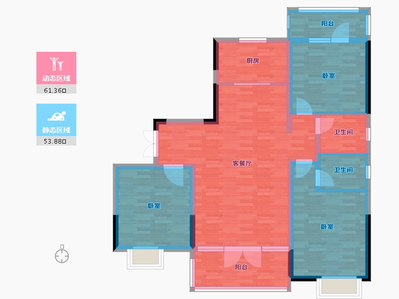 河南省-信阳市-紫气东来小区-103.39-户型库-动静分区