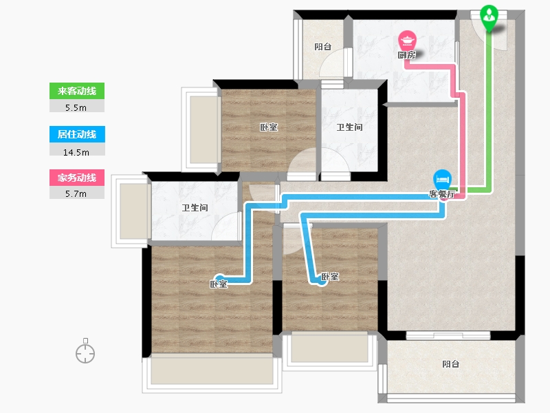 广东省-广州市-龙光玖龙湖-73.88-户型库-动静线