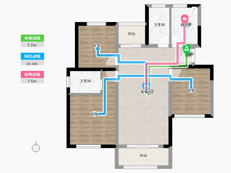 湖南省-长沙市-绿地新都会-80.79-户型库-动静线