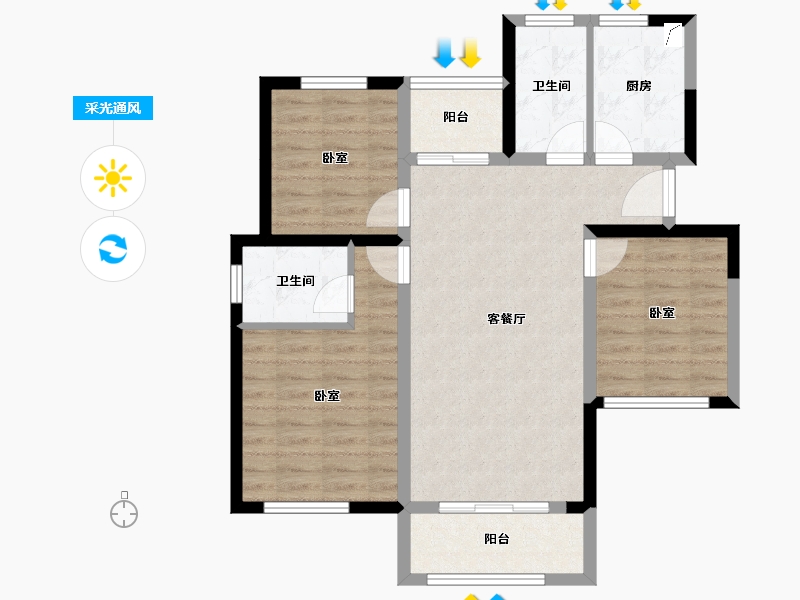 湖南省-长沙市-绿地新都会-80.79-户型库-采光通风