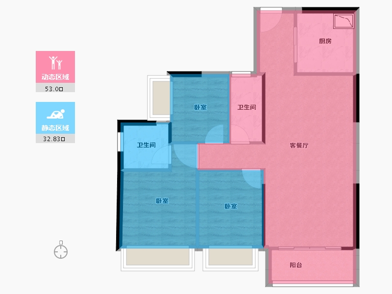 广东省-广州市-碧桂园合景美的阅江府-77.59-户型库-动静分区