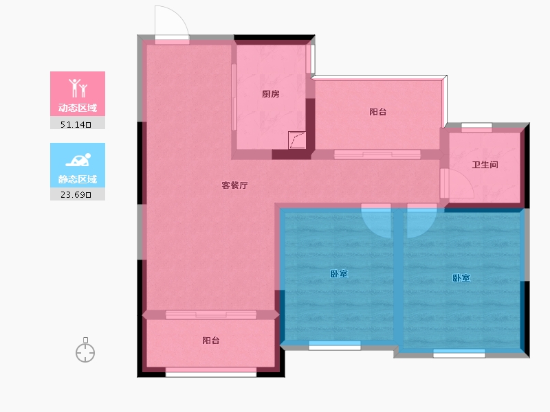 湖南省-长沙市-绿地新都会-66.07-户型库-动静分区