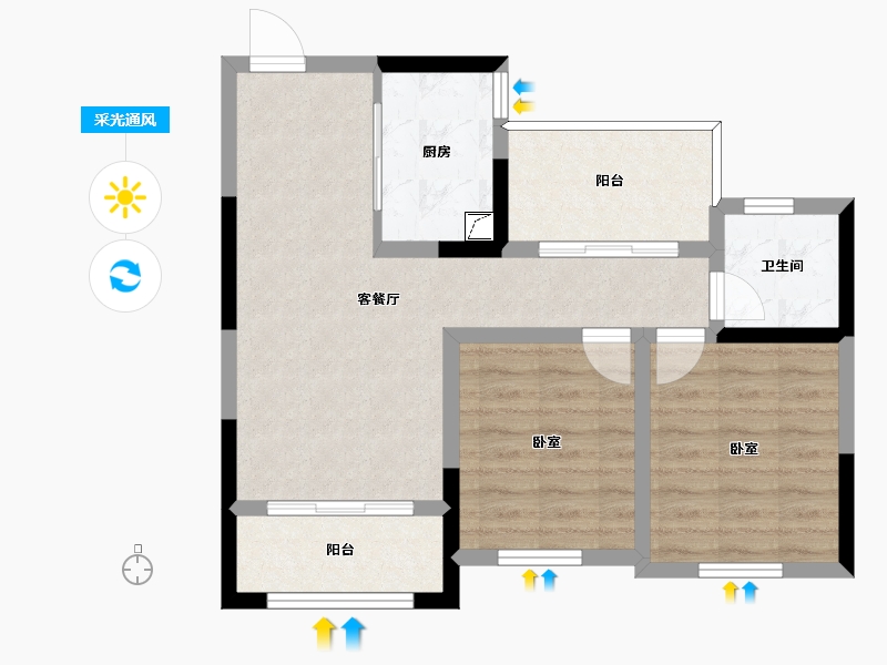 湖南省-长沙市-绿地新都会-66.07-户型库-采光通风