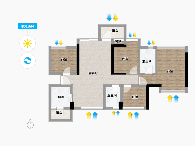 广东省-深圳市-嘉亿爵悦-70.99-户型库-采光通风