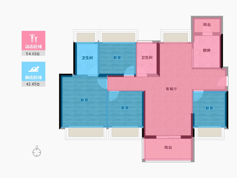 广东省-广州市-龙光玖龙湖-86.05-户型库-动静分区