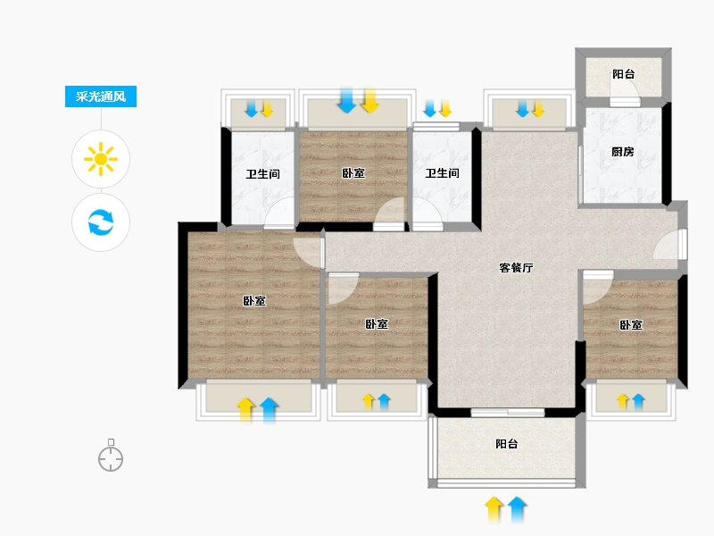 广东省-广州市-龙光玖龙湖-86.05-户型库-采光通风