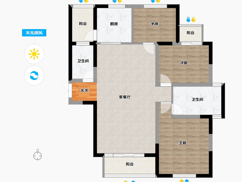 湖南省-长沙市-长高圆梦佳苑-101.15-户型库-采光通风