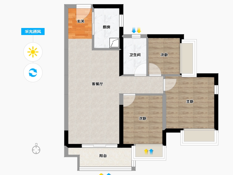 广东省-清远市-融创春风岭南-65.45-户型库-采光通风