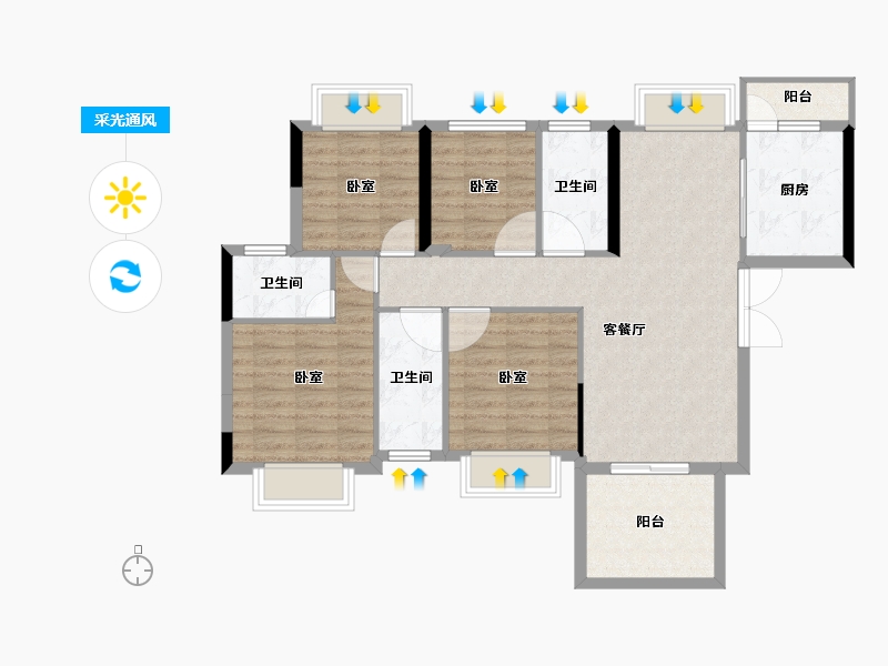 广东省-佛山市-君怡金海岸-95.01-户型库-采光通风