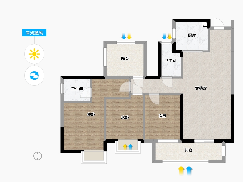 广西壮族自治区-南宁市-龙光玖誉城-94.17-户型库-采光通风