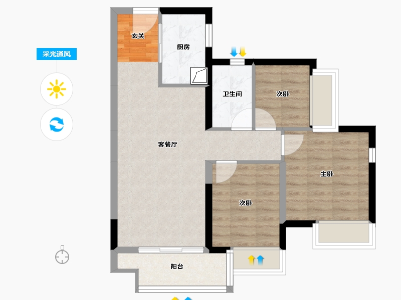 广东省-清远市-融创春风岭南-65.58-户型库-采光通风