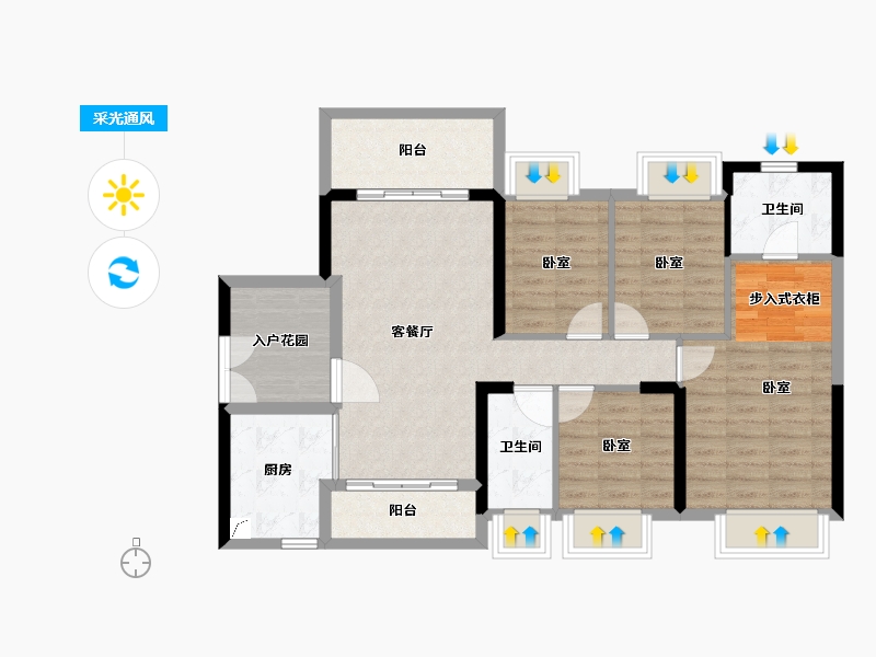 广东省-佛山市-普君新城华府-93.90-户型库-采光通风