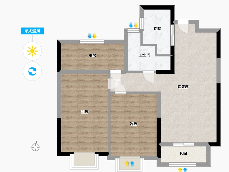 福建省-福州市-阳光城山与海-71.00-户型库-采光通风