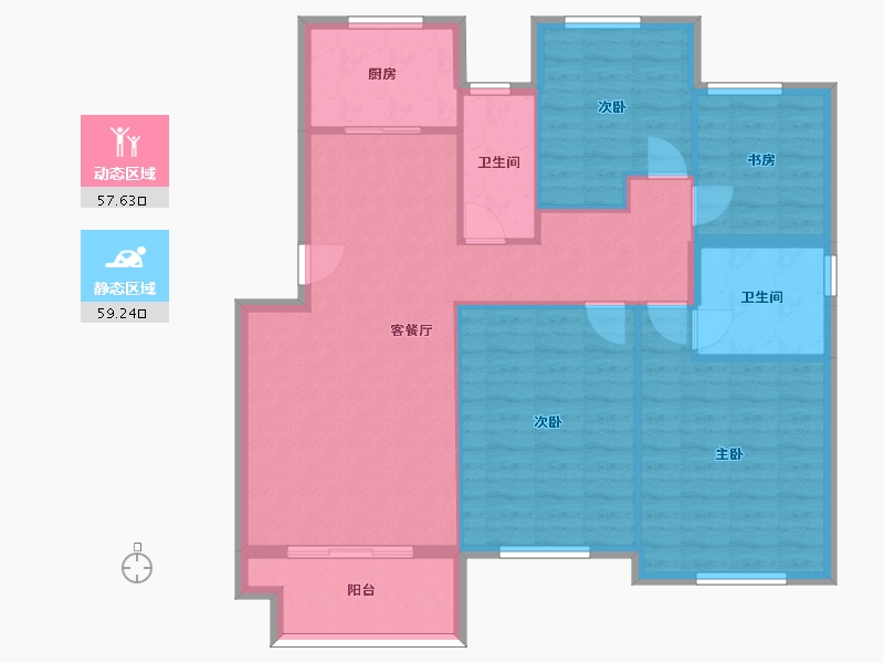 安徽省-黄山市-华通幸福里-106.41-户型库-动静分区