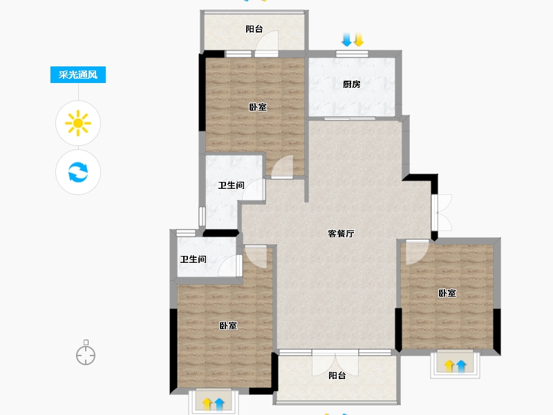 河南省-信阳市-紫气东来小区-114.35-户型库-采光通风