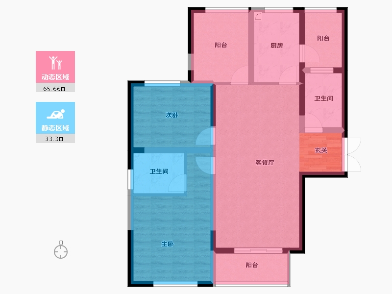 湖南省-长沙市-长高圆梦佳苑-87.92-户型库-动静分区