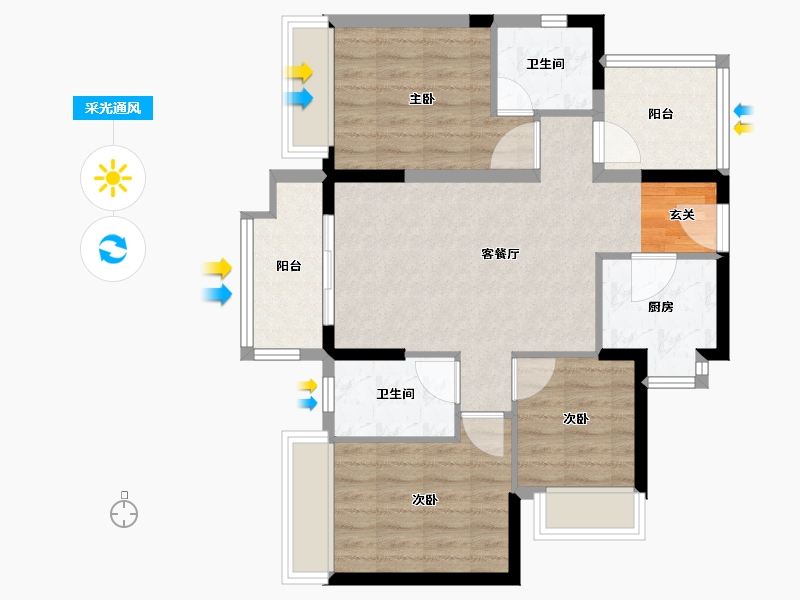 广东省-清远市-融创春风岭南-76.01-户型库-采光通风