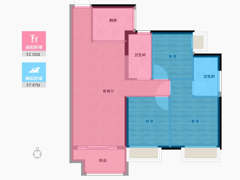 广东省-佛山市-佛山美的城-81.00-户型库-动静分区