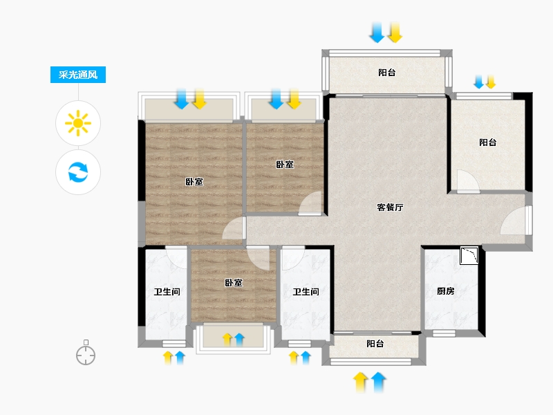 广东省-广州市-碧桂园凤凰湾-98.43-户型库-采光通风