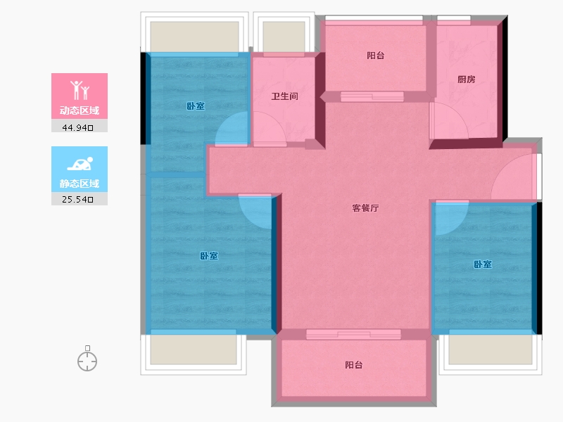 广东省-佛山市-普君新城华府-62.42-户型库-动静分区