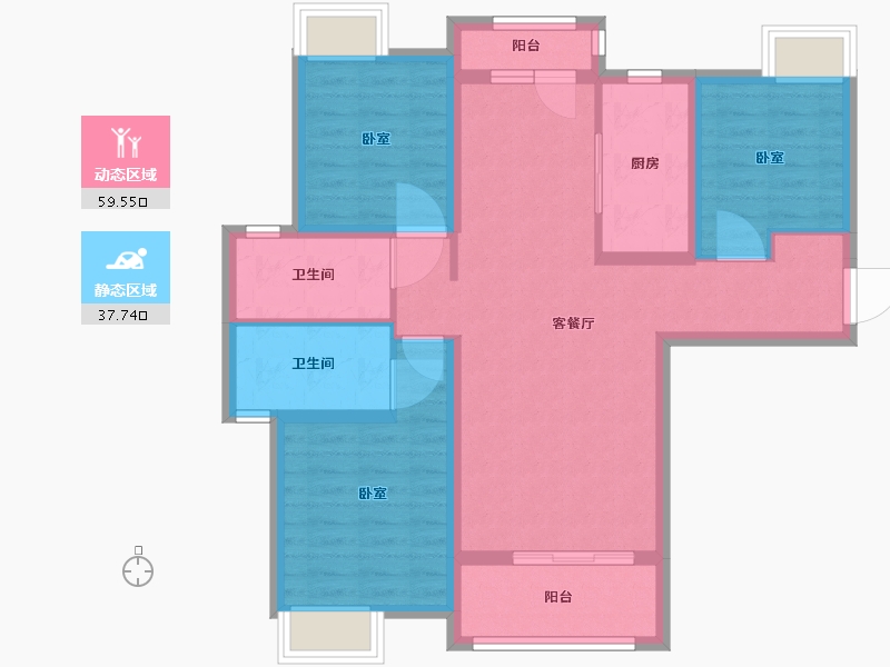 湖北省-武汉市-金地悦海湾-86.09-户型库-动静分区