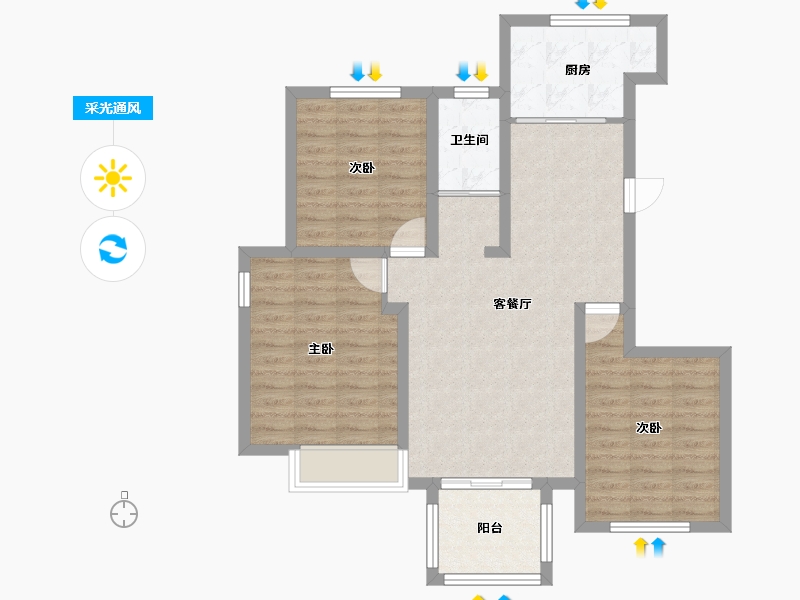 江苏省-徐州市-天泰茗仕豪庭-81.86-户型库-采光通风