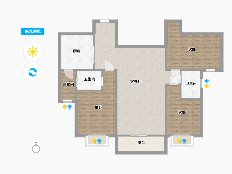 山东省-青岛市-香槟海岸-103.26-户型库-采光通风