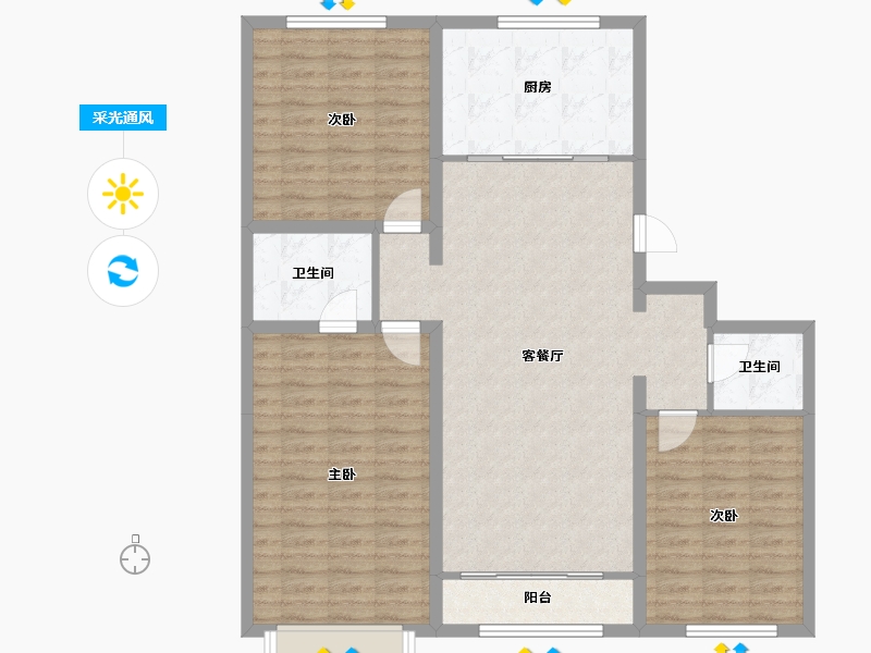 内蒙古自治区-鄂尔多斯市-梦圆时代-114.07-户型库-采光通风