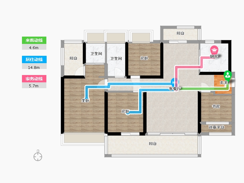 湖南省-郴州市-碧桂园凤凰台-109.87-户型库-动静线