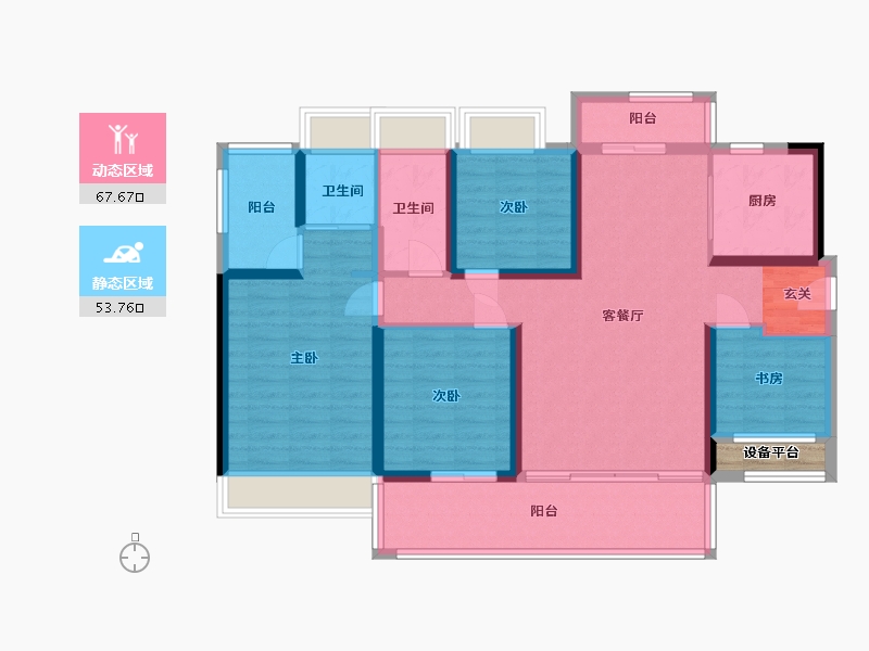 湖南省-郴州市-碧桂园凤凰台-109.87-户型库-动静分区