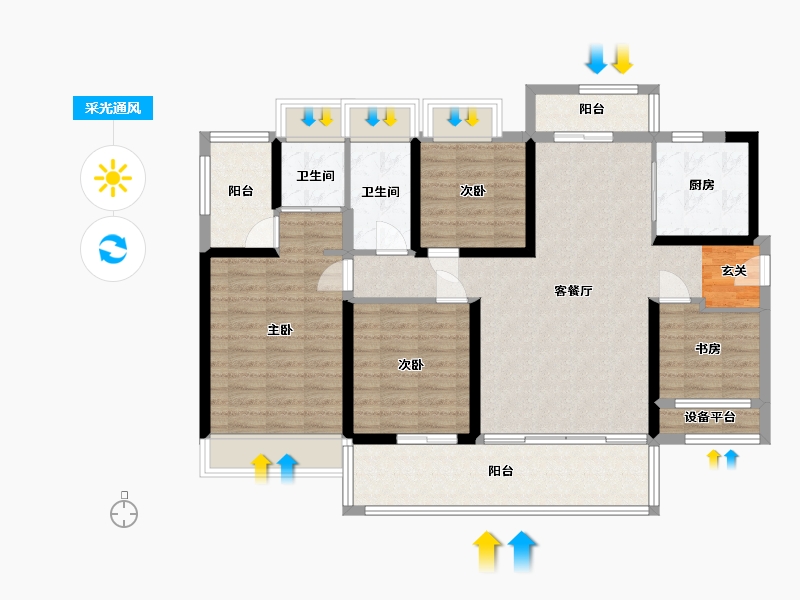 湖南省-郴州市-碧桂园凤凰台-109.87-户型库-采光通风