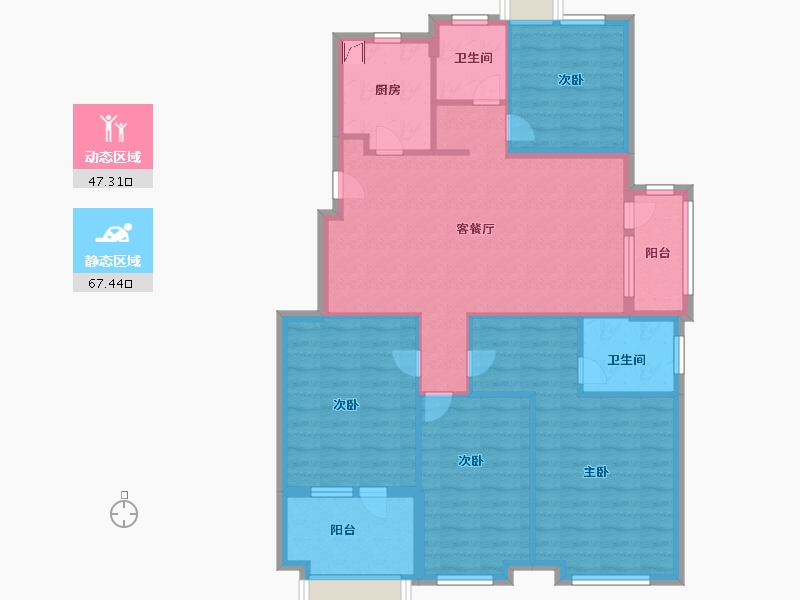 江苏省-镇江市-朗诗万都玲珑樾21栋1单元401-102.99-户型库-动静分区