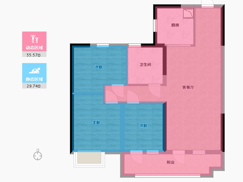 山东省-临沂市-碧桂园翡丽澜庭-75.50-户型库-动静分区