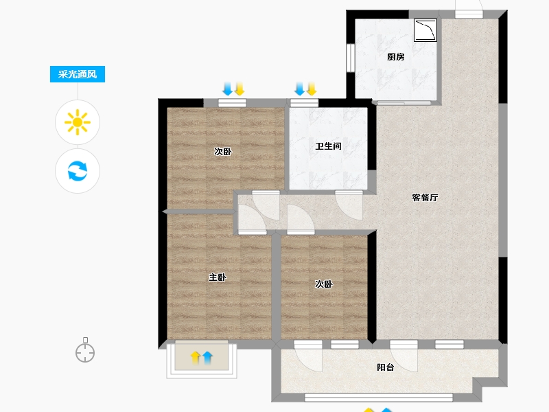 山东省-临沂市-碧桂园翡丽澜庭-75.50-户型库-采光通风