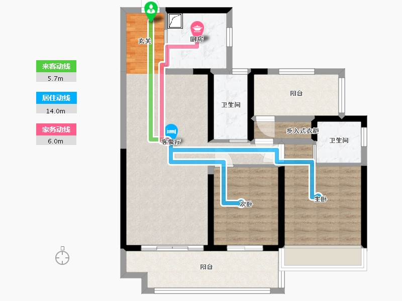 湖南省-郴州市-碧桂园凤凰台-86.09-户型库-动静线