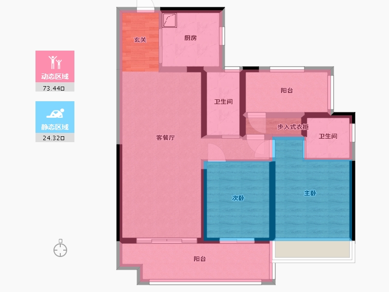 湖南省-郴州市-碧桂园凤凰台-86.09-户型库-动静分区