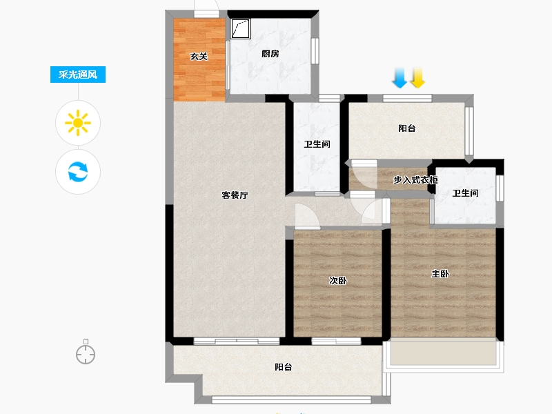 湖南省-郴州市-碧桂园凤凰台-86.09-户型库-采光通风