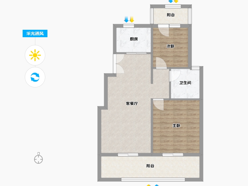 山东省-烟台市-宏锦万花城-72.00-户型库-采光通风