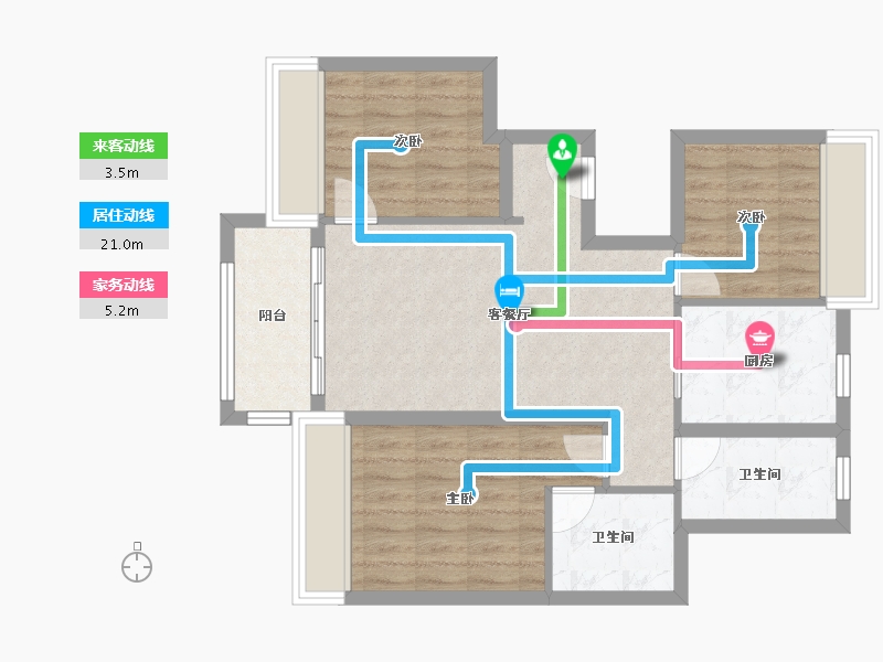 江苏省-南京市-阳光城文澜府-74.96-户型库-动静线