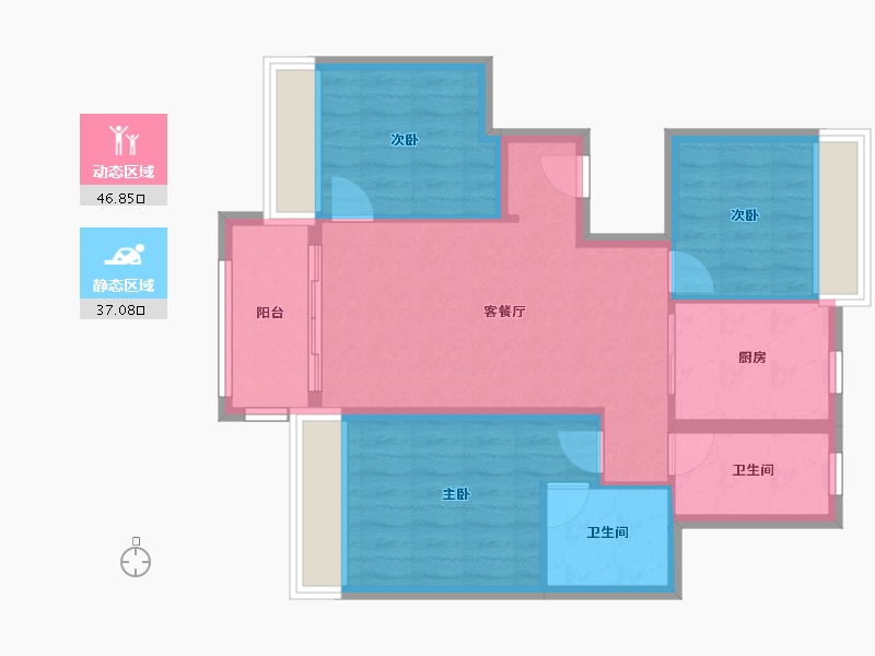 江苏省-南京市-阳光城文澜府-74.96-户型库-动静分区