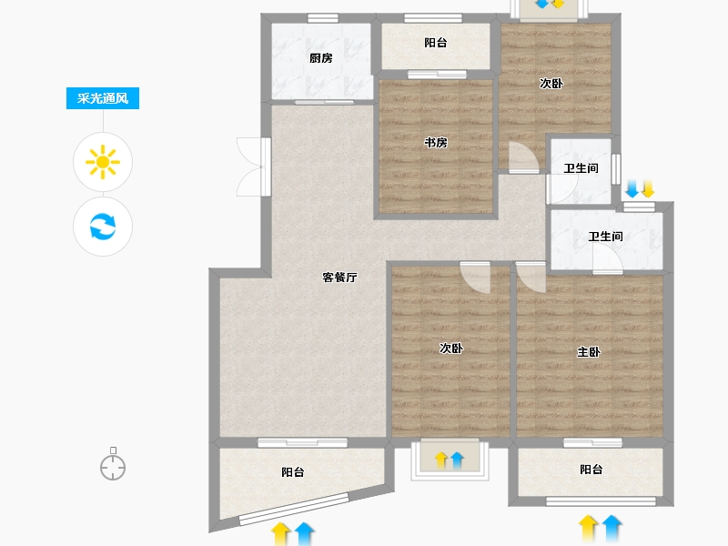 福建省-龙岩市-武平领秀中央郡-111.00-户型库-采光通风