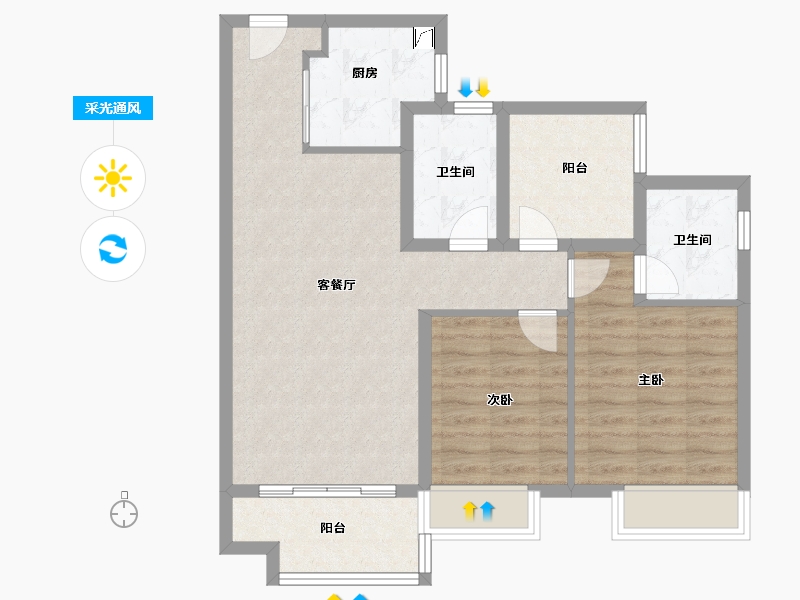 广东省-佛山市-中骏雍景台-78.00-户型库-采光通风