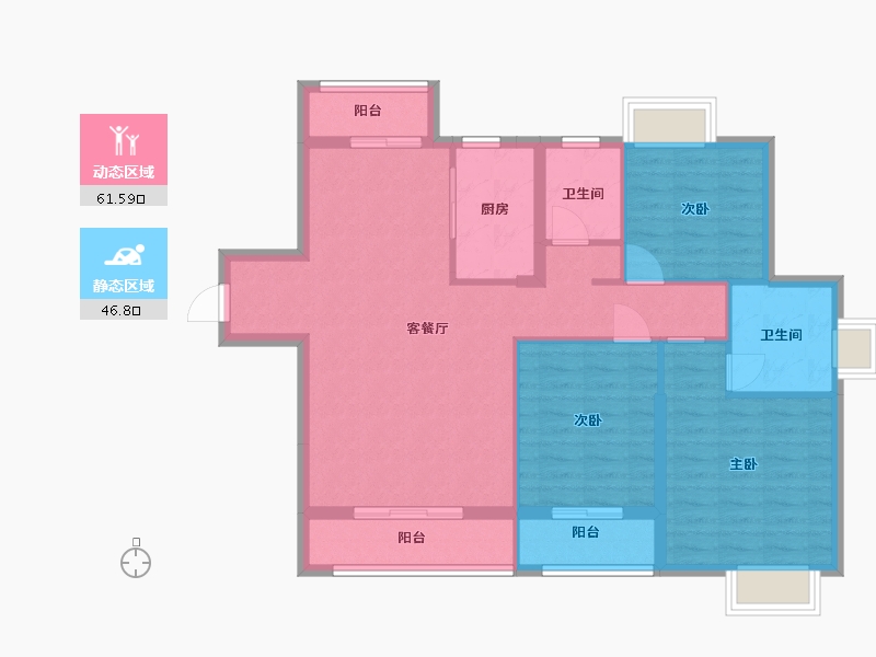 福建省-龙岩市-龙津大时代-97.60-户型库-动静分区