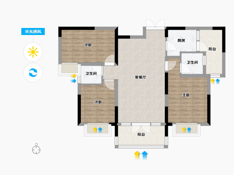 湖北省-襄阳市-红星国际-84.47-户型库-采光通风