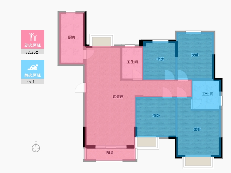 福建省-龙岩市-阳光城花漾江山-91.20-户型库-动静分区