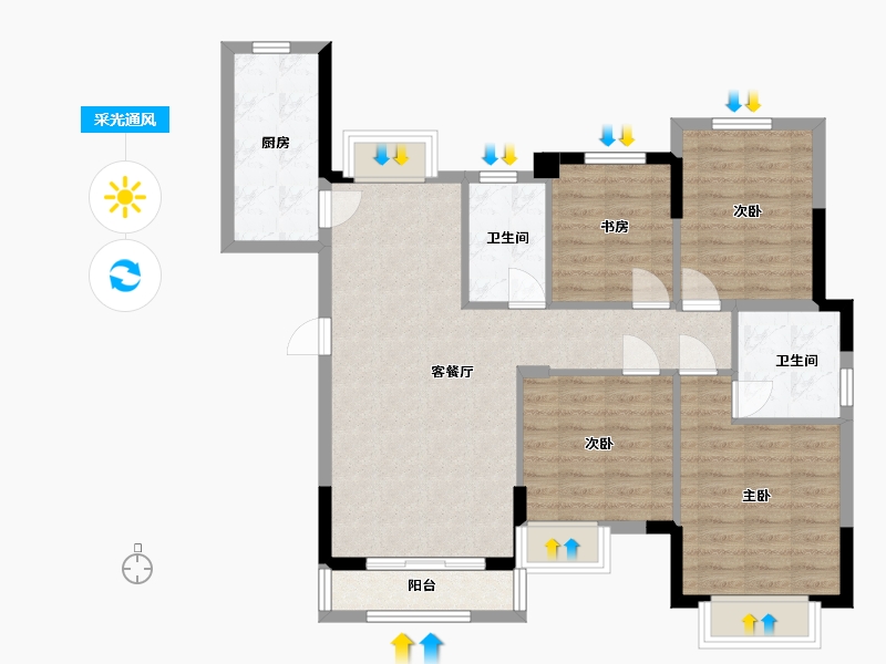 福建省-龙岩市-阳光城花漾江山-91.20-户型库-采光通风