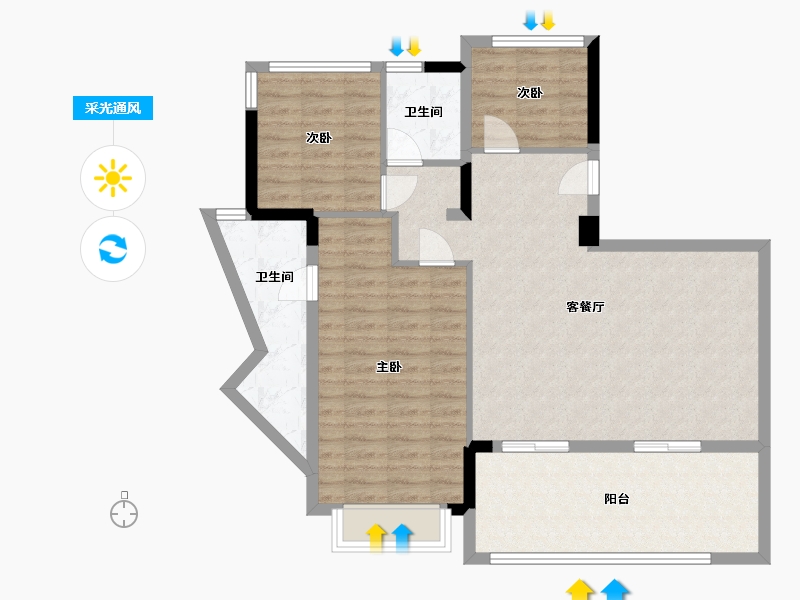 海南省-三亚市-德璟·海长安-95.98-户型库-采光通风